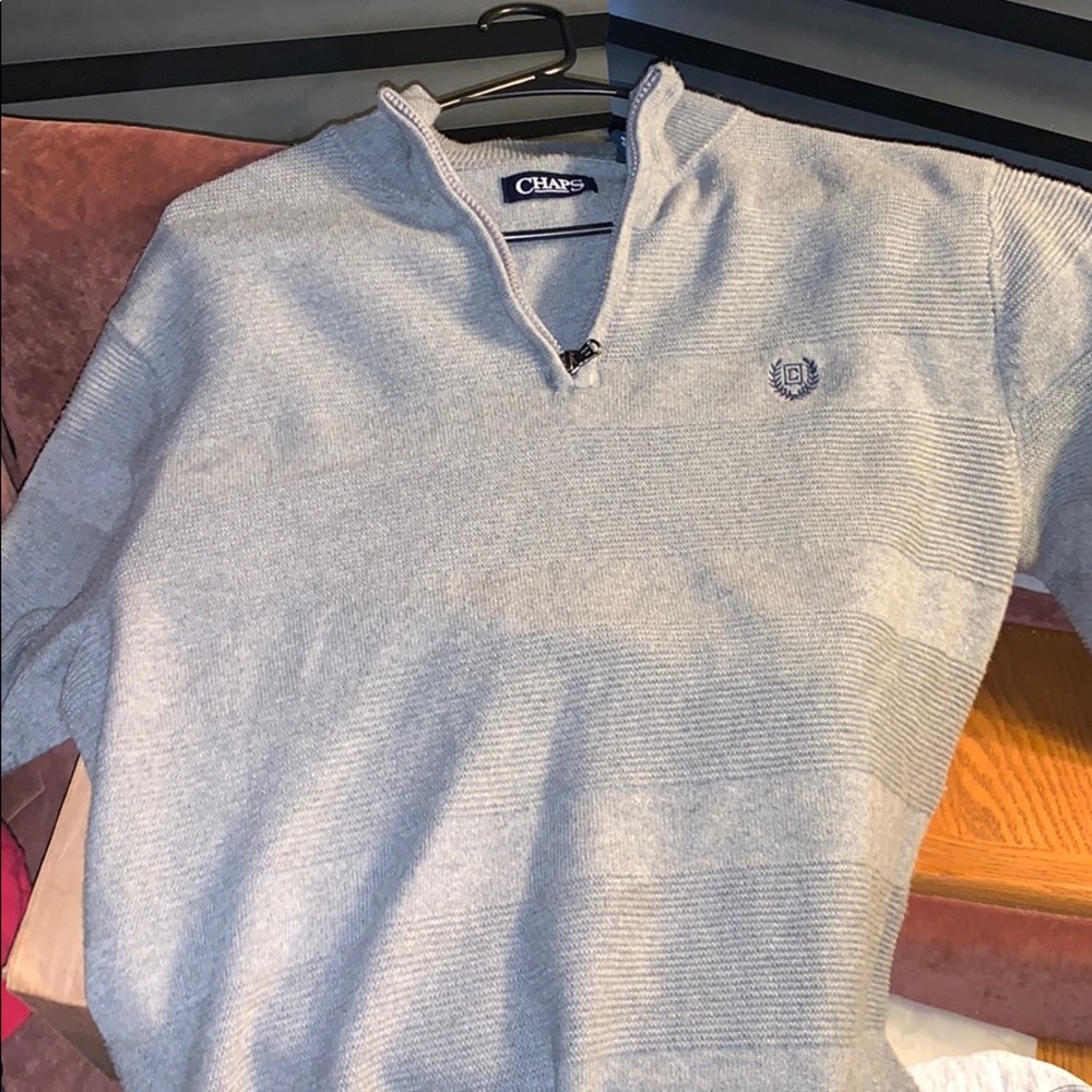 Gray chaps half zipper sweater